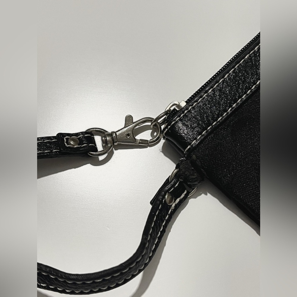 Coach Wristlet Pouch With Signature Pattern In Bl… - image 5